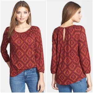 Lucky Brand Diamond Aztec Print Top Sz Large